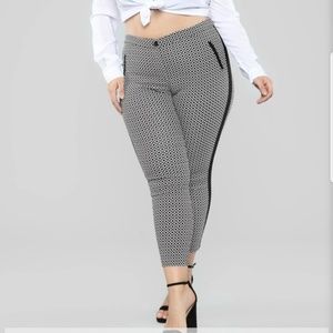Ivory/black print pants